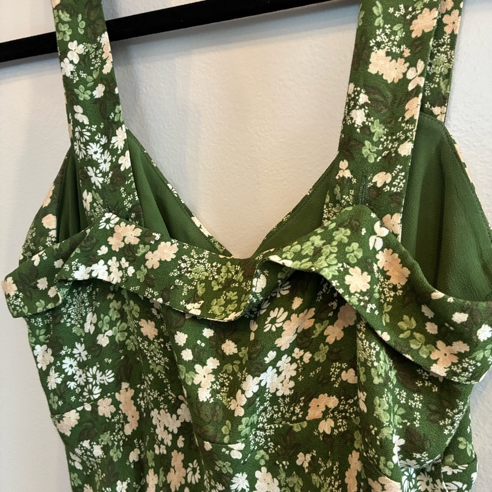 Reformation Green Floral Midi Dress, Size 4 - Picture 8 of 9